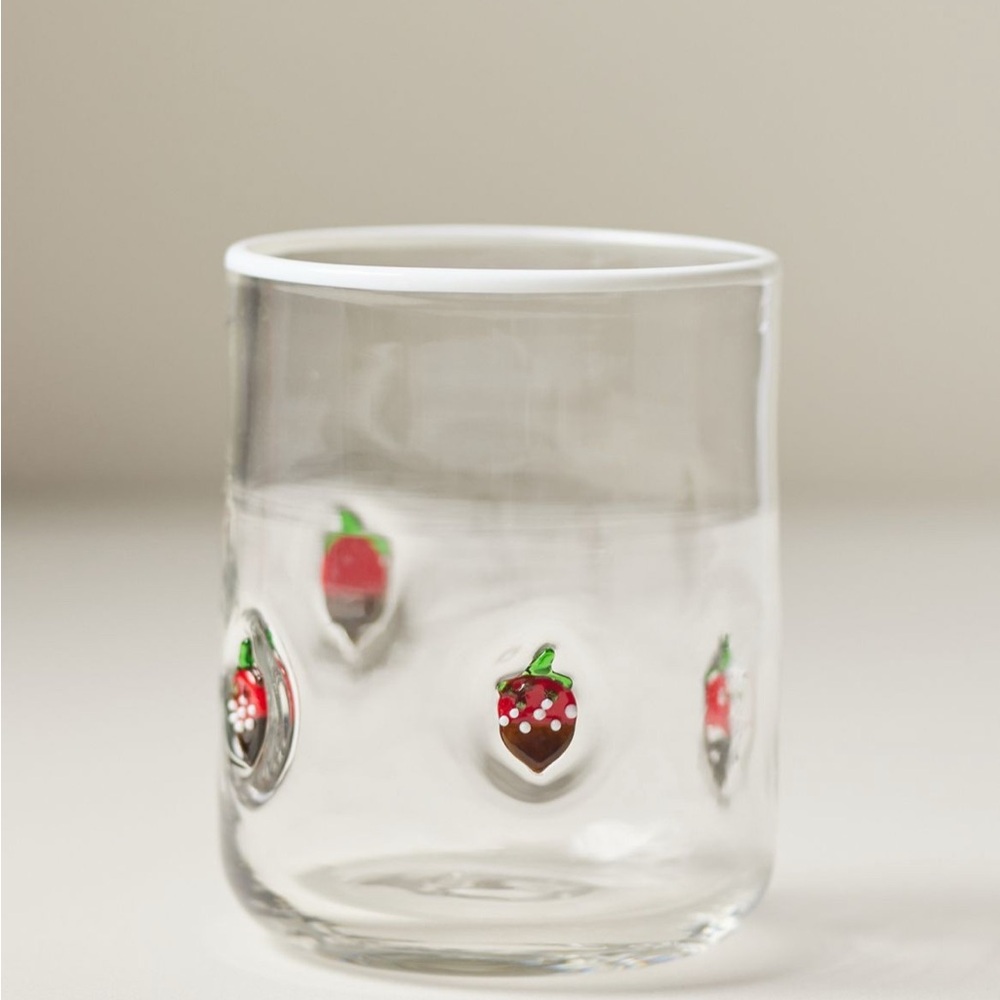 NEW Anthropologie ICON juice glass Chocolate Covered STRAWBERRY